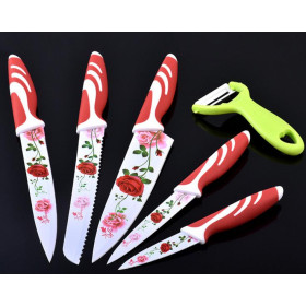 6pcs per set stainless steel coated kitchen chef knife UDTEK3004